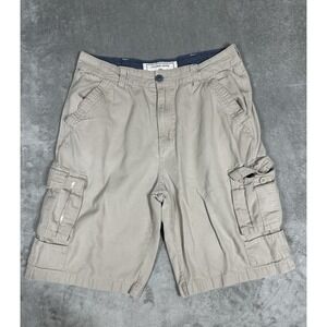 Vintage Genes Shorts Men's W34 Cargo Tan Flat Front Multi-Pocket Cotton Casual